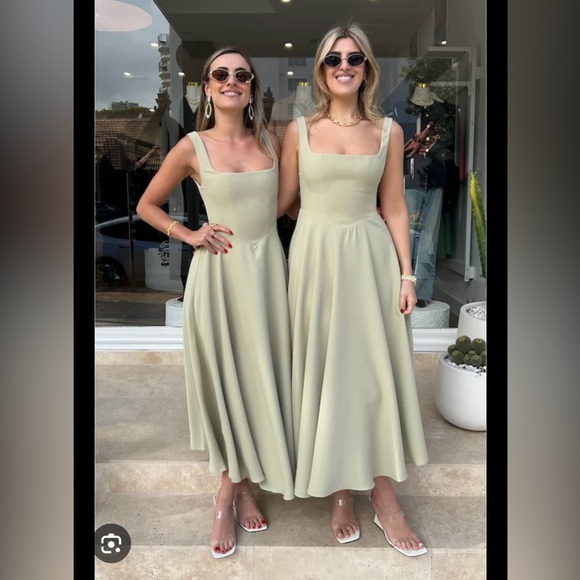 Odd Muse Square Neck Midi Dress - Picture 2 of 4